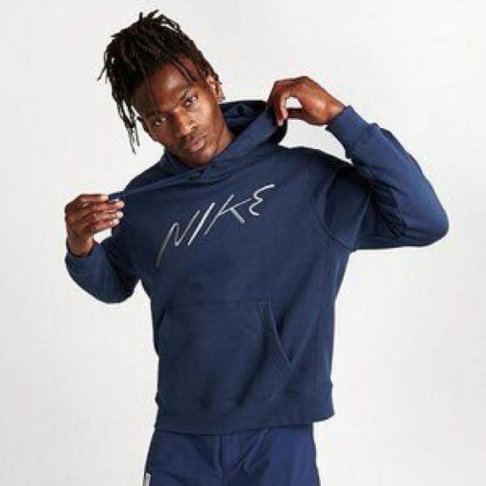 NWOT Nike Club Fleece Pullover Hoodie Men’s Medium Navy Blue Embroidered